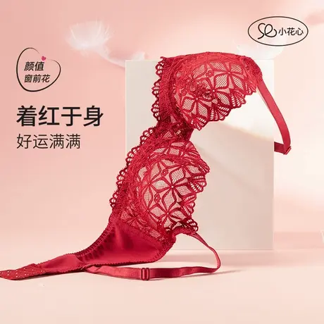 都市丽人本命年兔年红品结婚无尺码vbra光面无痕蕾丝内衣女文胸罩图片