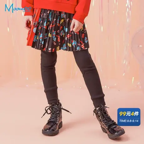 美特斯邦威清仓女童裙裤春秋装双色印花拼接洋气潮酷针织可爱短裙商品大图