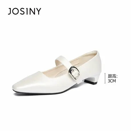 Josiny/卓诗尼秋季25小皮鞋玛丽珍复古法式尖头浅口一字扣配裙子商品大图