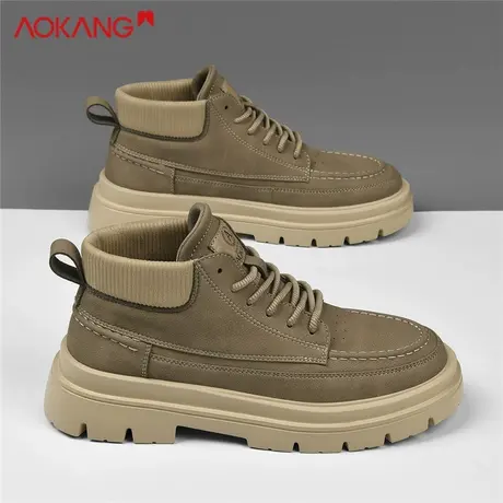 奥康正品爆款男鞋秋季2025新款英伦休闲户外工装板鞋百搭皮鞋复古商品大图