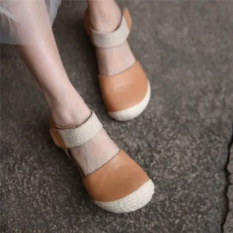 Artmu阿木原创厚底包头凉鞋女夏后空坡跟半凉鞋魔术贴2023新款商品大图