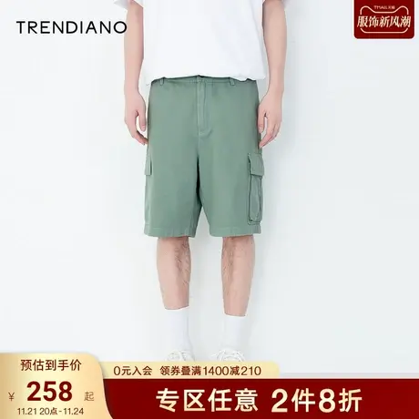 TRENDIANO官方夏季时尚男装新款简约水洗工装短裤牛仔裤潮商品大图