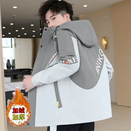 2025秋冬季夹克爆款青少年潮流时尚男士学生棉衣加绒加厚洋气外套商品大图