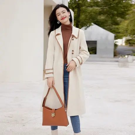 时尚气质长款毛呢大衣图片