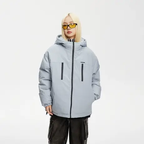 潮牌复古连帽棉服女冬季加厚外套2023新款美式宽松保暖面包服棉衣商品大图