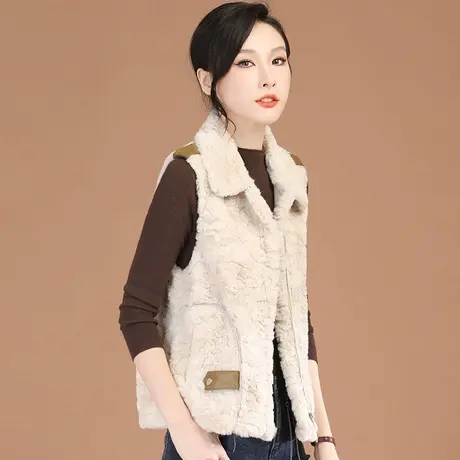 韩潮袭人小香风polo领羊羔绒马甲女200冬季新款无袖马夹坎肩外套图片