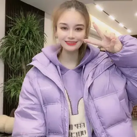 2023年冬季新款羽绒服女小个子立领短款纯色白鸭绒保暖面包服外套图片