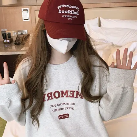 情侣超火无帽卫衣女2022秋冬加绒宽松百搭上衣ins潮牌hiphop长袖商品大图