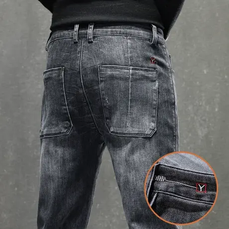 2024年新款春季痞帅潮牌复古牛仔裤男士修身小脚休闲男裤子春秋款商品大图