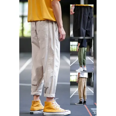 潮牌直筒工装裤男款夏季休闲长裤男士夏天宽松百搭薄款美式九分裤商品大图