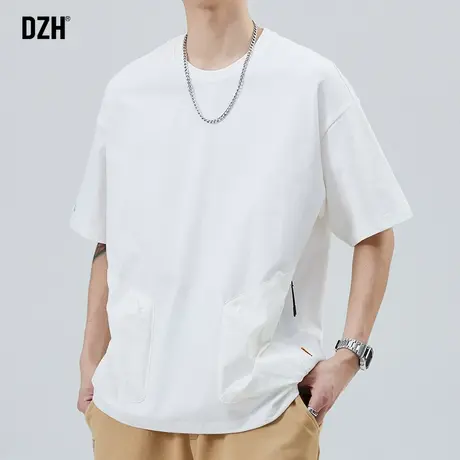 男士纯色全棉t恤男短袖简约夏季半袖上衣白色打底衫体恤2023新款商品大图