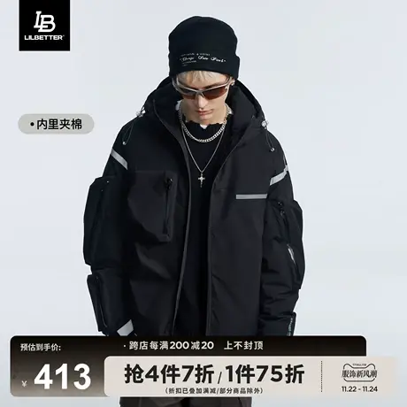 Lilbetter冬季外套男反光机能棉服夹克潮牌痞帅男装新款美式棉衣商品大图