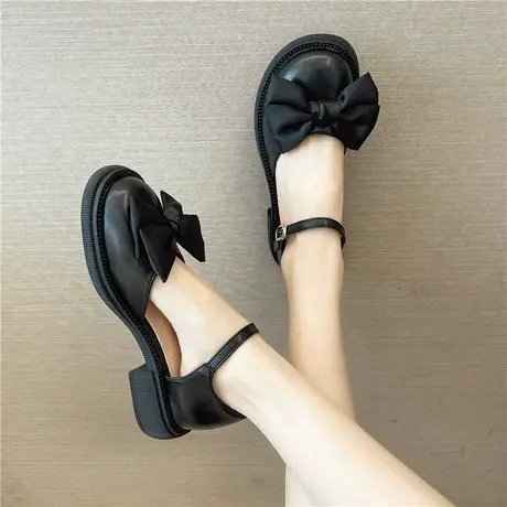 时尚爆款蝴蝶结韩系包头凉鞋女中跟2024年春夏季新款jk高跟小皮鞋商品大图