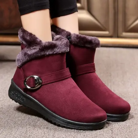 棉鞋女防滑2023秋冬季新款老人保暖加绒妈妈加厚短靴子短筒雪地靴商品大图