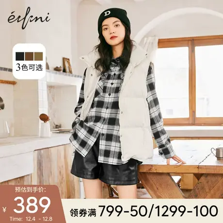 伊芙丽磨毛衬衣女2021冬季新款设计感韩版宽松女士复古格子衬衫女图片