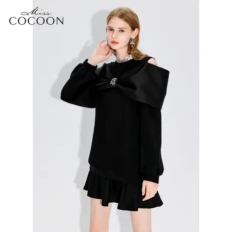 MISSCOCOON【秋日睡莲】2024秋季新款大蝴蝶结露肩摩登时髦卫衣女商品大图