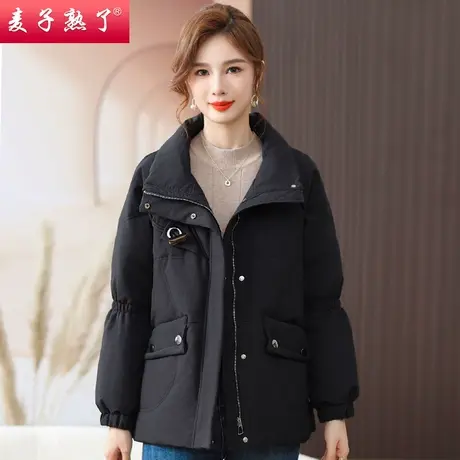 2023冬季新款妈妈装夹棉加厚保暖羽绒棉服气质中年人女装纯色棉袄图片