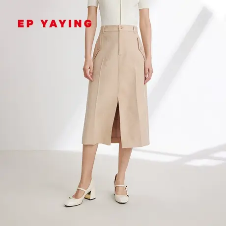 EP YAYING雅莹女装 美利奴羊毛高腰开叉半身裙 2024春装新品3305A图片