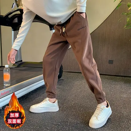 网红ins潮牌卫裤加厚加绒小脚哈伦裤2022新款裤子运动裤休闲男裤商品大图