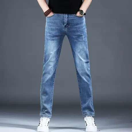 男士新款牛仔裤男款春秋季宽松蓝色百搭直筒修身裤子潮牌2024新款商品大图