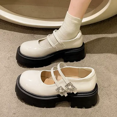 玛丽珍日系小皮鞋女2024新款厚底乐福鞋复古漆皮高跟jk制服单鞋子商品大图