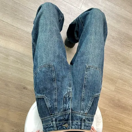 高腰阔腿牛仔裤女春秋新款2025宽松显瘦复古垂感窄版直筒拖地裤子商品大图