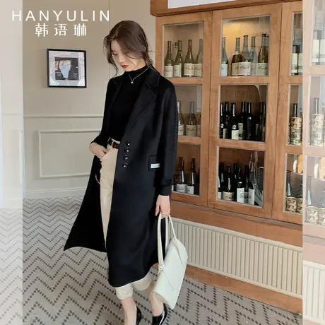 韩语琳毛呢外套女秋冬季新款赫本风韩系高级感西装领宽松呢子大衣商品大图