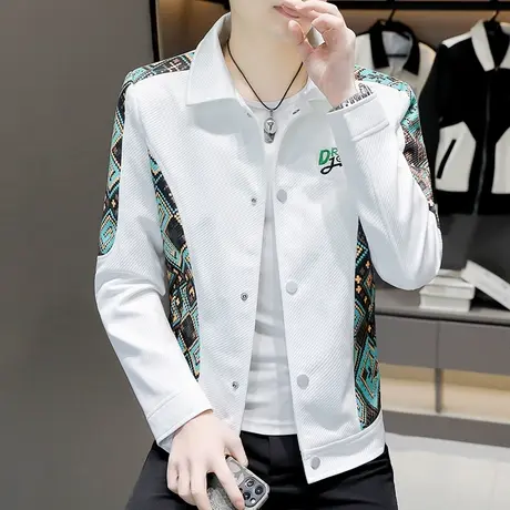 高级感男士潮牌夹克春秋季韩版个性拼色外套学生帅气休闲春装上衣商品大图