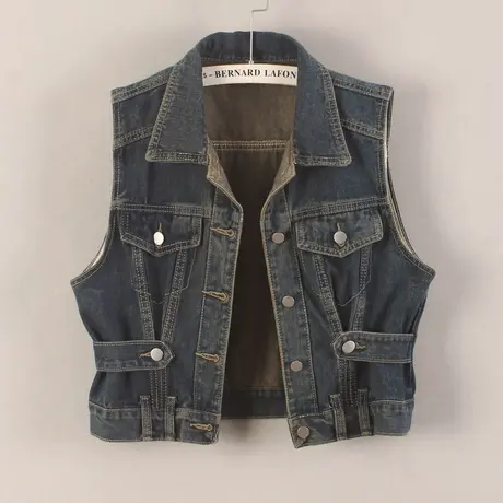 牛仔马甲背心女短款怀旧收腰休闲春秋新款无袖外套百搭时尚小外搭商品大图