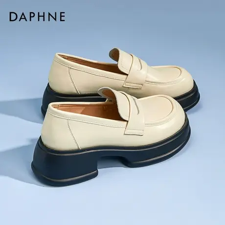 达芙妮乐福鞋女真皮2024新款春季厚底粗跟单鞋英伦风百搭jk小皮鞋商品大图