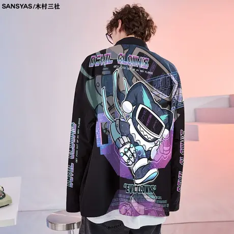 木村三社xDevilClown小丑男士衬衫式夹克外套春秋高级感痞帅方领图片