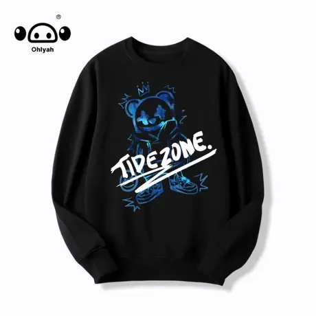 oversize小熊卫衣女潮牌百搭2023新款情侣装圆领简约卫衣春秋季款商品大图