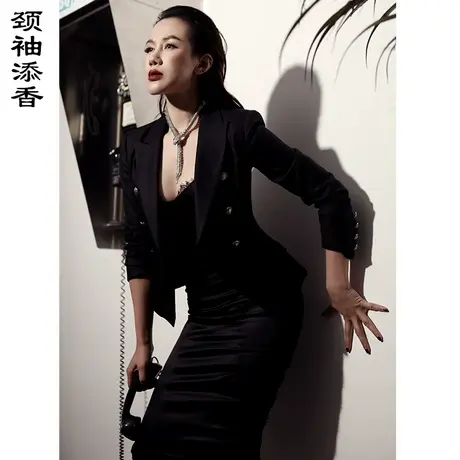 颈袖添香2023春秋新款时尚修身职业装通勤商务小西装外套女长袖图片