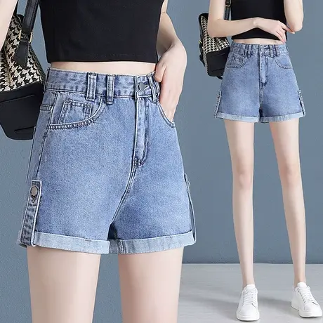 2023年夏季新款小个子直筒牛仔裤女宽松设计感薄款高腰a字短裤子图片