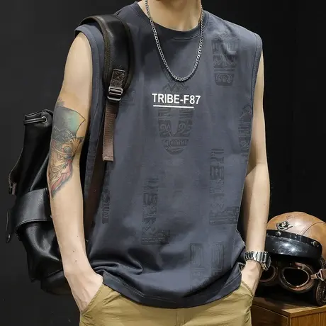 纯棉t恤背心男夏坎肩男士无袖跨栏运动健身篮球男款大码夏季宽松商品大图