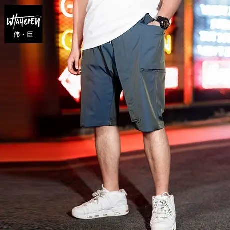 伟臣潮牌大码男装休闲短裤男胖子男生加肥加大宽松工装变色五分裤商品大图
