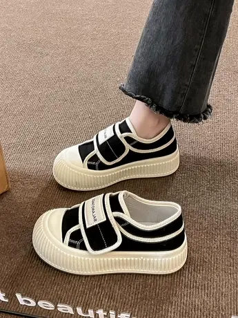 小众帆布鞋女2023春夏新款厚底百搭运动休闲饼干鞋爆款大头丑萌鞋商品大图