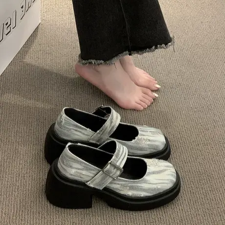 永希百搭圆头粗跟鞋子浅口单鞋女夏季2023年新款复古法式玛丽珍鞋商品大图