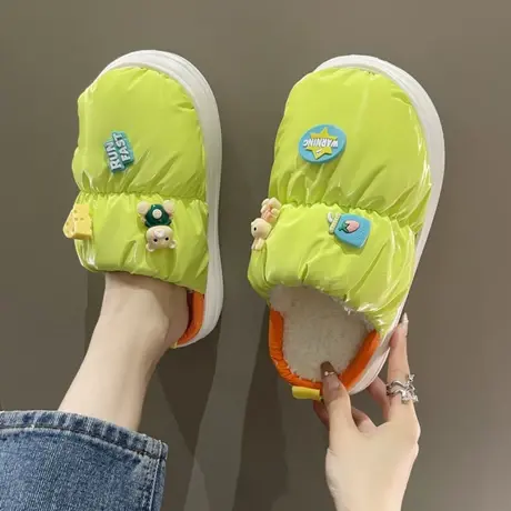棉拖鞋女冬季可爱厚底居家室内家用保暖防滑防水踩屎感外穿棉拖鞋商品大图