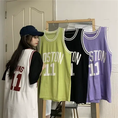 泫雅吊带运动背心无袖t恤女夏季外穿网红百搭篮球服bf风上衣ins潮图片