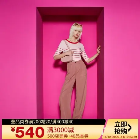 Juicy Couture橘滋2023新款曼迪绯粉垂感阔腿女休闲裤商品大图