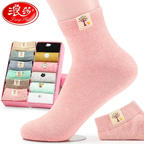 浪莎袜子女中筒袜春秋季女士棉袜防臭运动女生加厚纯棉女袜秋冬款商品大图