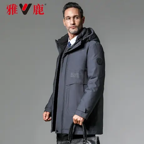 雅鹿中老年羽绒服男款中长款2023年新款商务爸爸冬季加厚外套男A图片