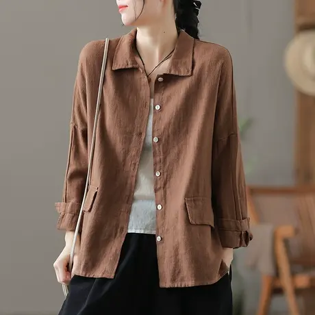 dza 复古宽松工装短款外套女士春季新款百搭翻领显瘦上衣休闲开衫图片