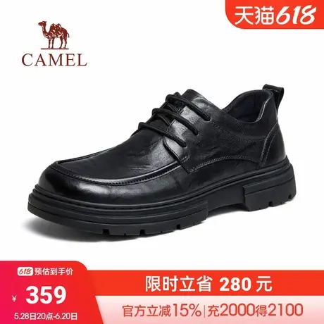 骆驼2024秋季新款舒适软底系带经典商务休闲德比皮鞋男结婚新郎商品大图