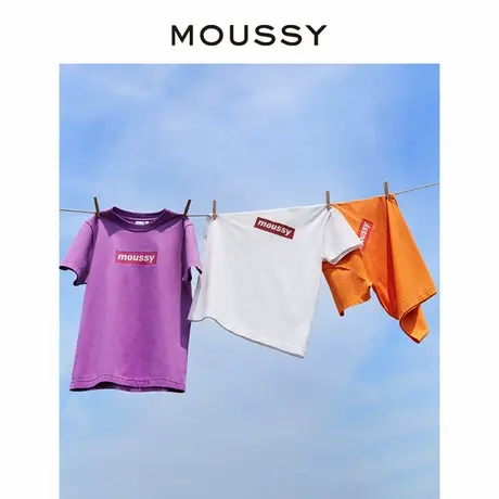 【慧姐专享】MOUSSY 经典LOGO圆领休闲短袖T恤女028GSZ90-0250图片