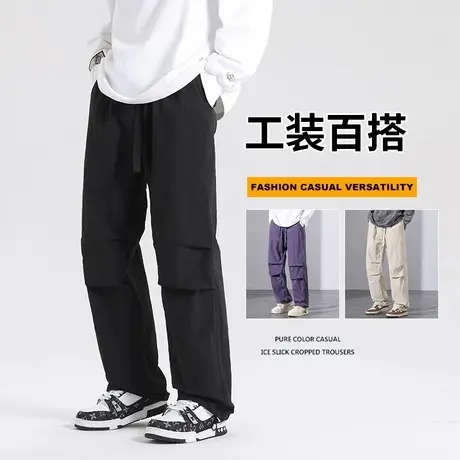 降落伞冲锋工装裤男款春秋季户外运动登山宽松直筒男士休闲长裤子商品大图