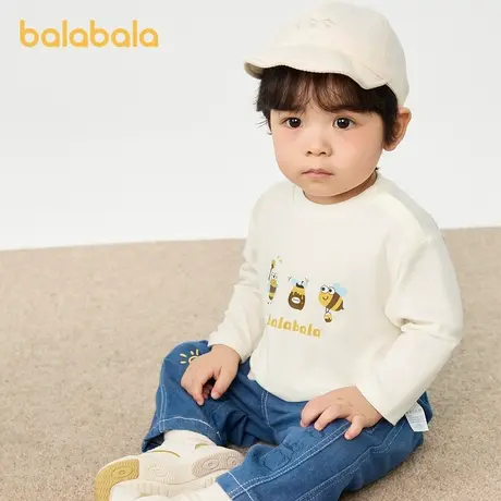 巴拉巴拉童装T恤男童2025新款秋装宝宝T恤婴幼儿印花宽松长袖上衣图片