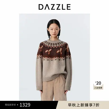 DAZZLE地素 毛针织衫2024冬季新款全羊毛费尔岛套头衫图片