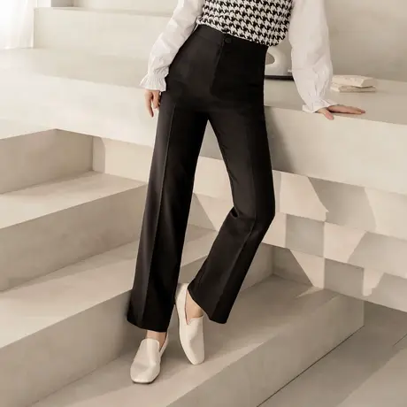 桔熊春秋季通勤ol微弹西装长裤子女舒适高腰直筒中缝裤大码BA6989图片